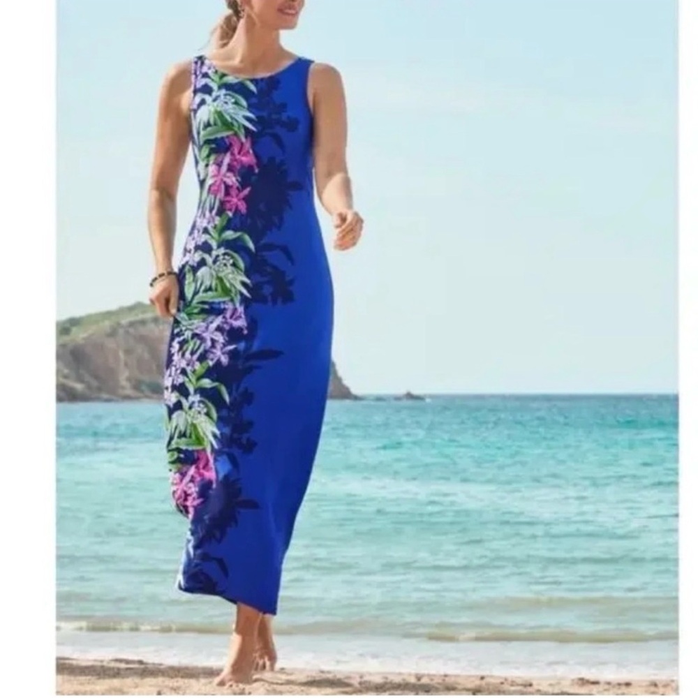 Tommy Bahama Orchid Grove Tropical Print Maxi Dress